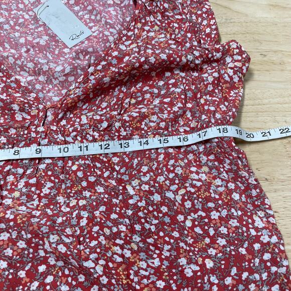 Rails NWT Anika Mini Dress Red Ditsy Floral Size 2X Lightweight Pullover V-Neck - Picture 7 of 13